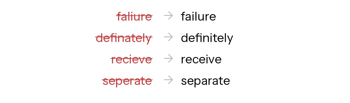Autocorrect font demo showing misspellings being corrected