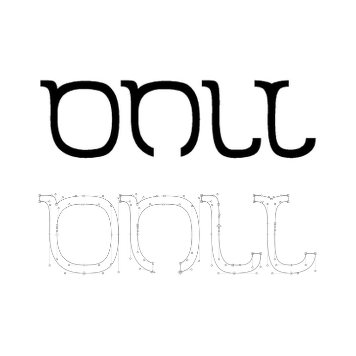 Only logotype shown as filled letters and as vector outlines