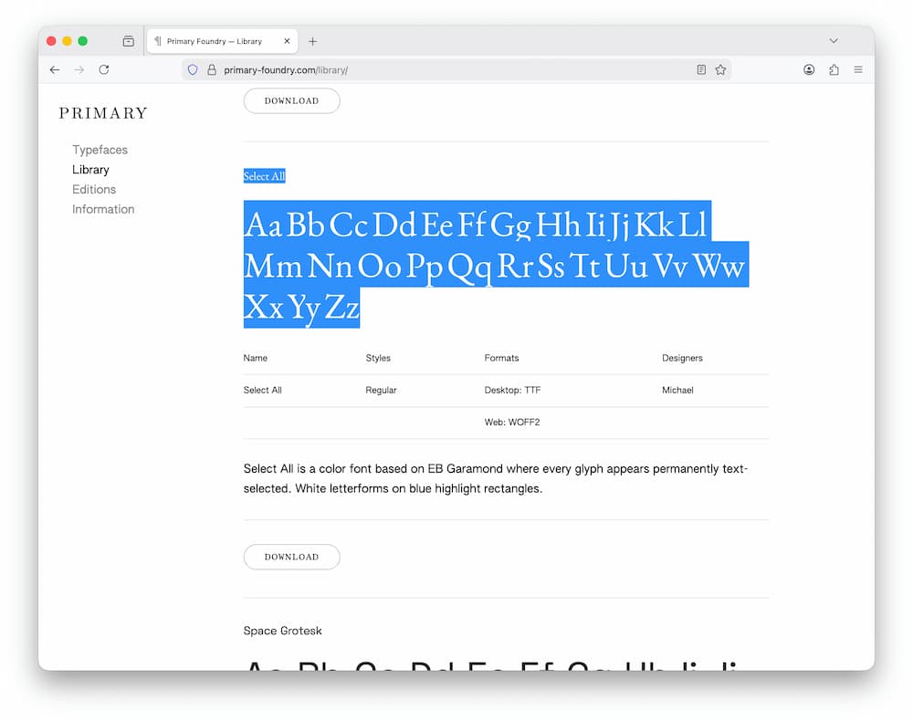 Select All on Primary Foundry