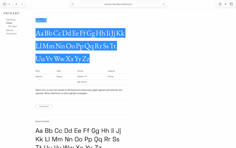 Select All on Primary Foundry